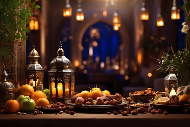 Ramadan Kareem decorative Arabic lamps Background