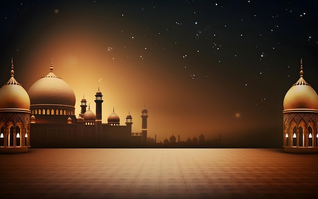 Рамадан карим ид альфитр мечеть дизайн фона