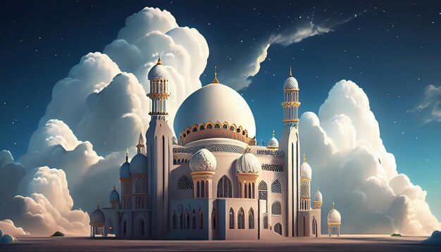 Ramadan kareem eid alfitr template background with mosque