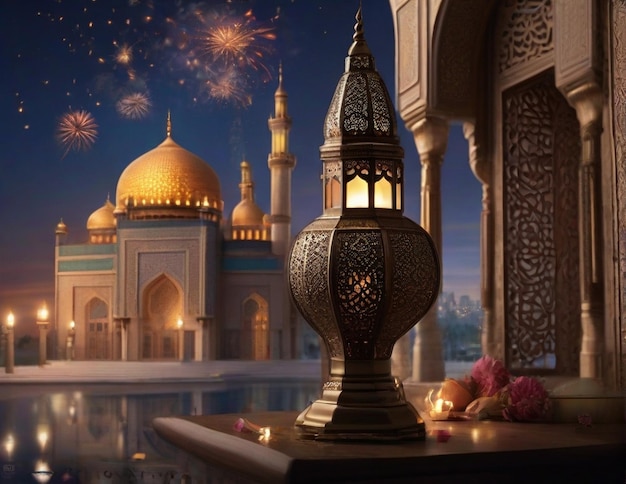 Ramadan Kareem Eid Mubarak background Ai generated