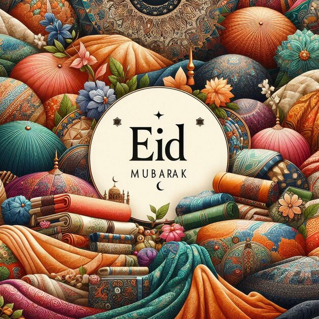 Foto ramadan kareem eid mubarak modello di illustrazione ai immagini generate