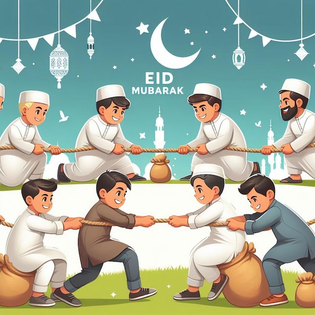 Foto ramadan kareem eid mubarak modello di illustrazione ai immagini generate