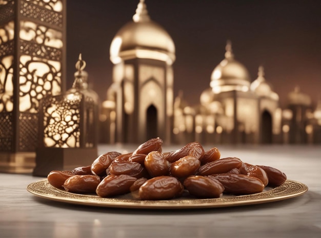 Ramadan kareem eid mubarak ouderwetse koninklijke elegante lamp met moskee