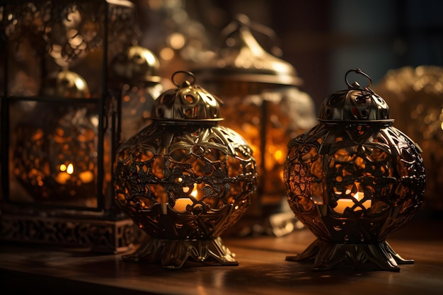 Ramadan Kareem Eid Mubarak ouderwetse Marokkaanse lamp achtergrond