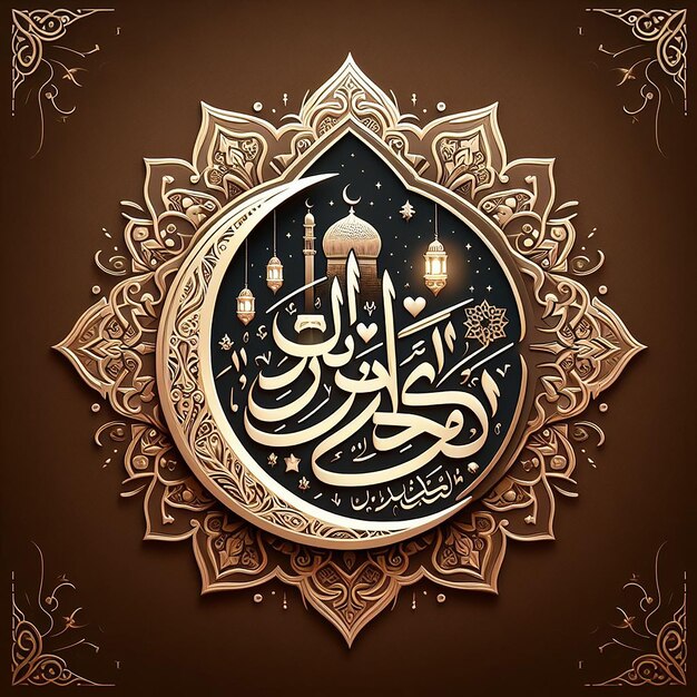 Ramadan Kareem in Elegant Arabic Calligraphy with Traditional Islamic Art Elements