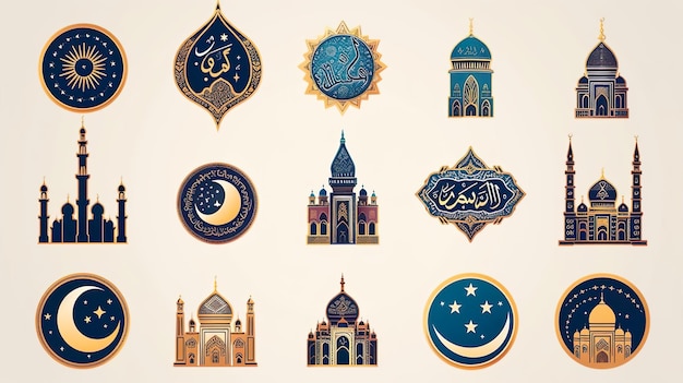Photo ramadan kareem emblems set