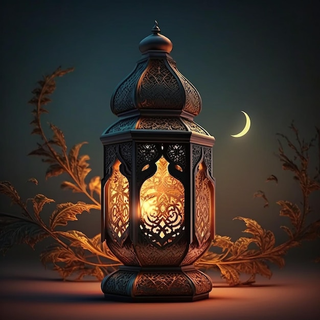 ramadan kareem en eid mubarak met moskee en lantaarns