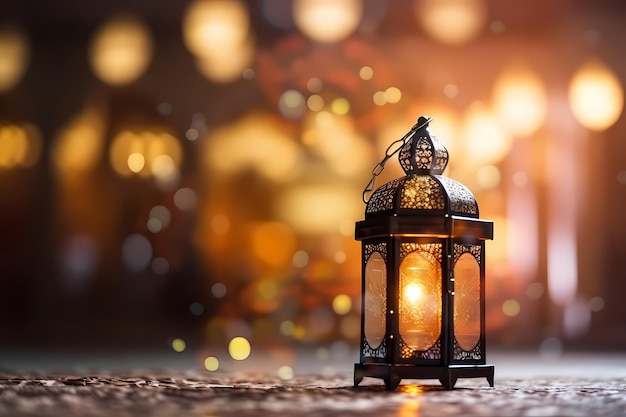 ramadan kareem en islamitische groeten ontwerpen achtergrond met prachtig bokeh-effect