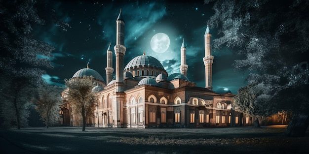 Ramadan kareem in europe night starry sky