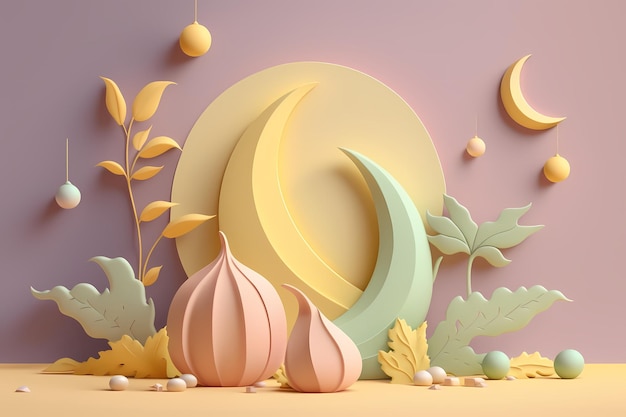 Ramadan Kareem feest en decoratie, 3D render illustratie ontwerp