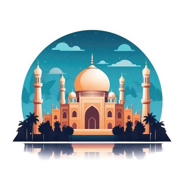 Ramadan kareem flat background illustration for Islamic greeting card artwork