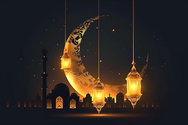 Ramadan Kareem gloeiende lantaarn