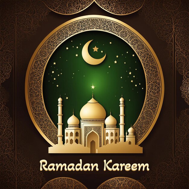 Photo ramadan kareem golden text greeting card design