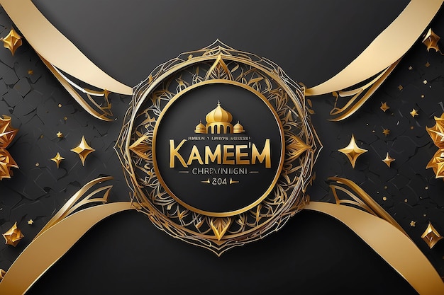 Foto ramadan kareem gouden groet banner illustratie ontwerp sjabloon met gouden 3d element 2024