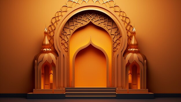 ramadan kareem greeting background in 3d paper cut style