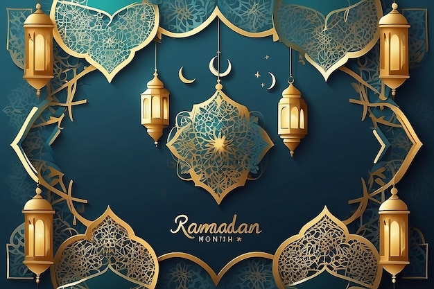 Карта поздравлений Карим Рамадан Традиционный дизайн празднования