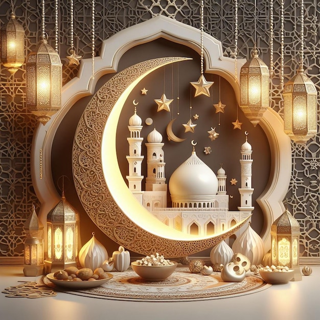 ramadan kareem greeting design with islamic