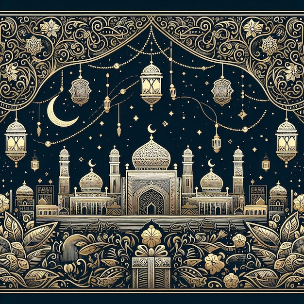 ramadan kareem greeting design with islamic