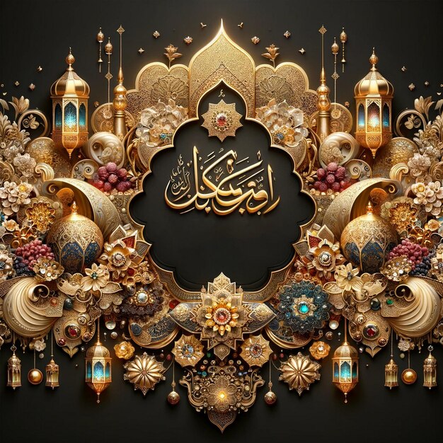 ramadan kareem greeting design with islamic