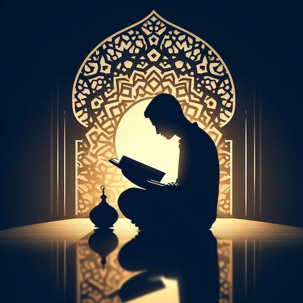 ramadan kareem greeting design with islamic