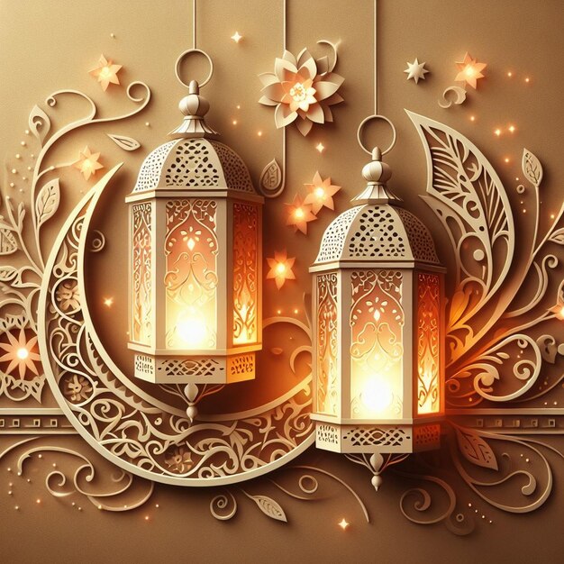 Рамадан Карим приветственный дизайн с исламским