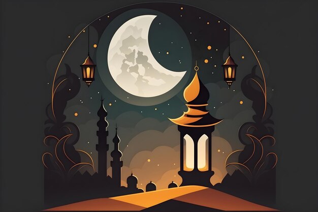 Ramadan Kareem groet Eid alFitr Hari Raya kaart Moslim vakantie