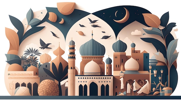 Ramadan Kareem groet Eid alFitr Hari Raya kaart Moslim vakantie