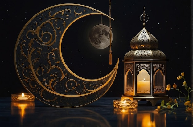 Ramadan Kareem groet foto van een prachtige Arabische lantaarn