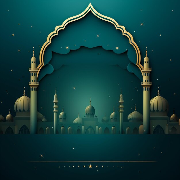 Ramadan Kareem groetkaart met papier gesneden moskee en halve maan Vector illustratie