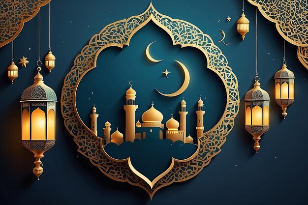 Ramadan Kareem holiday background Arabic style design