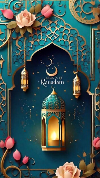 Ramadan Kareem holiday design Beautiful Muslim invitation with Ramadan