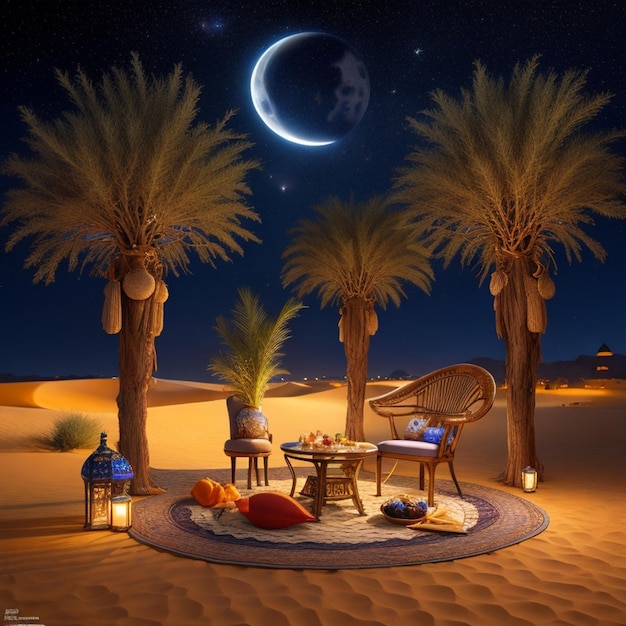 ramadan kareem iftar conceft in desert