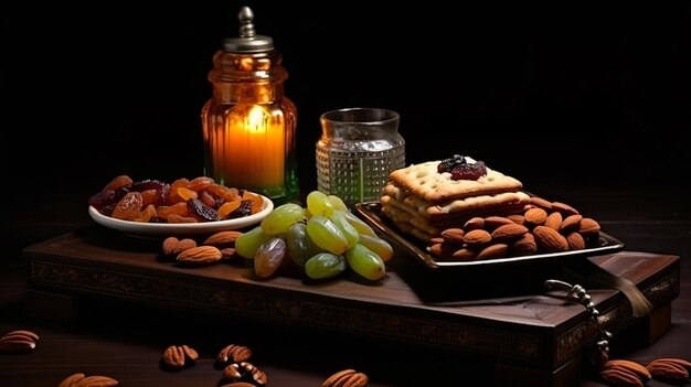 Photo ramadan kareem and iftar muslim food holiday