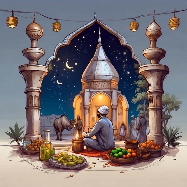 Ramadan Kareem Illustration Islamic Eid Festival Banner Design Illustration