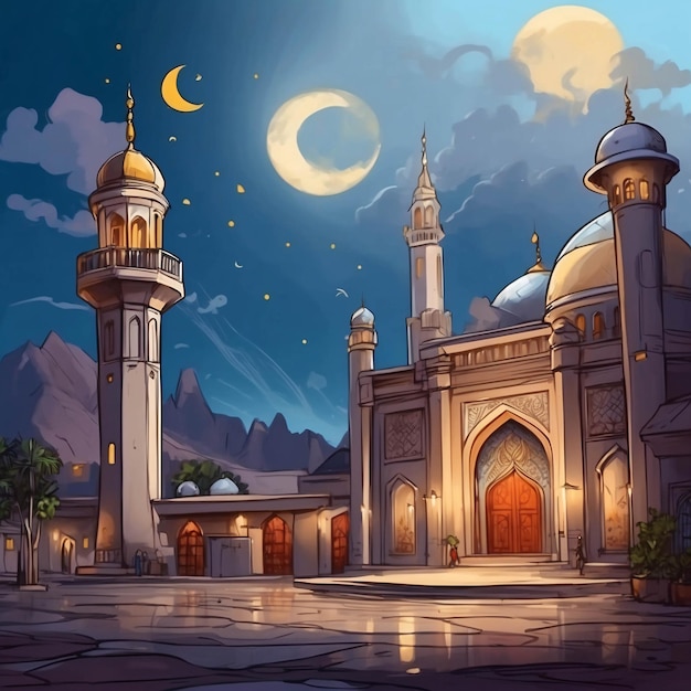 Ramadan Kareem Illustration Islamic Eid Festival Banner Design Illustration