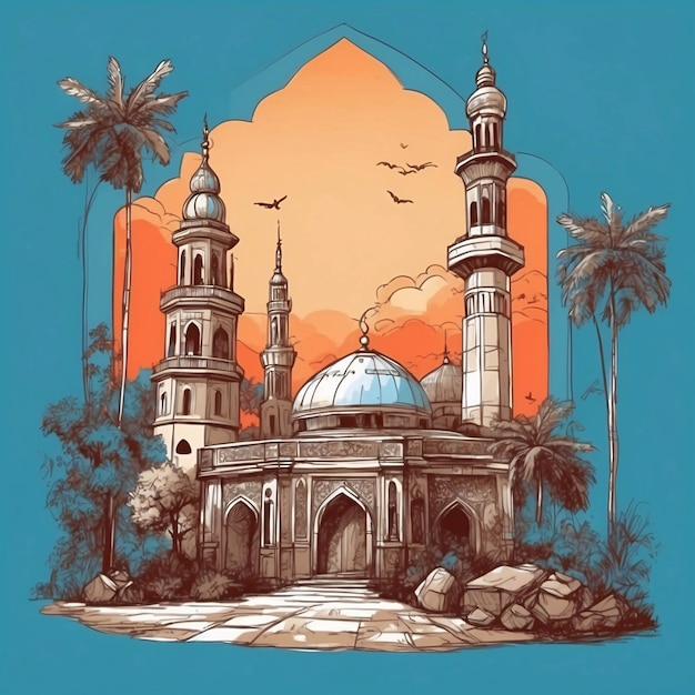 Ramadan Kareem Illustration Islamic Eid Festival Banner Design Illustration