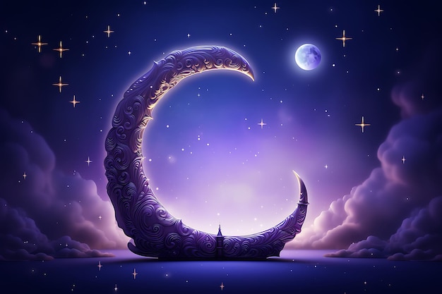 Ramadan kareem islamic background with crescent moon design