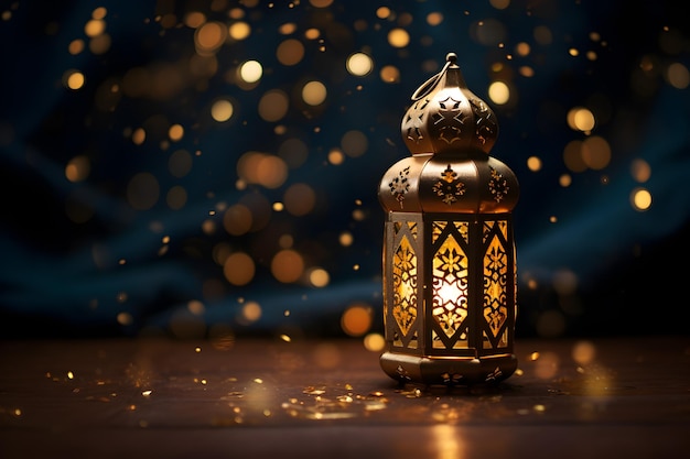 Ramadan kareem islamic concept Beautiful arabic lantern lamp Background with space for text Generative AI