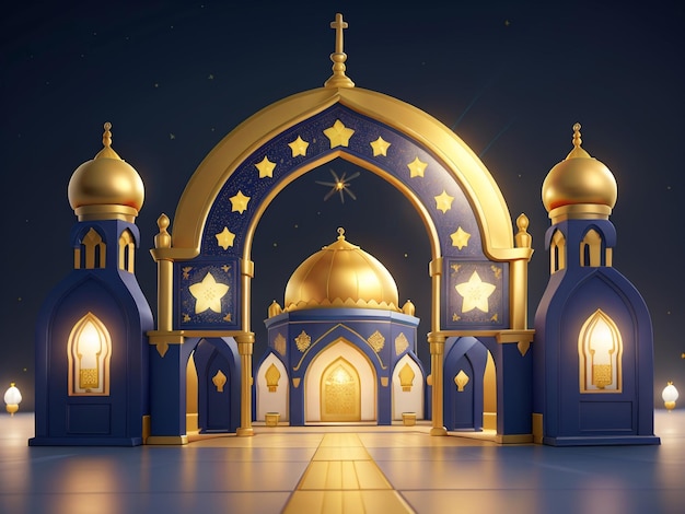 Ramadan Kareem Islamic decoration mosque crescent moon AI generated Image