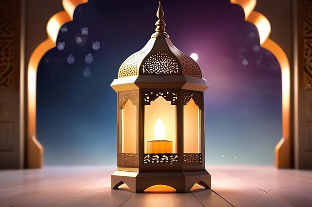 Photo ramadan kareem islamic design crescent moon and mosque dome silhouette with arabic pattern