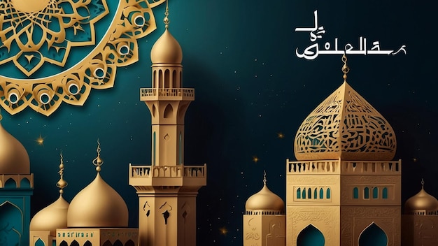 Ramadan Kareem islamic design with arabic pattern and calligraphy for menu invitation poster