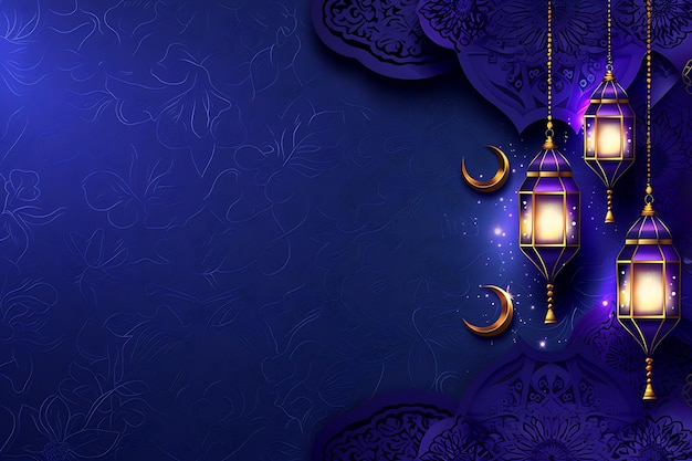 Ramadan kareem islamic festival greeting with decorative moon design