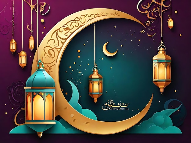 ramadan kareem islamic greeting card background vector illustration