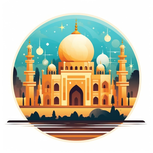 Ramadan kareem Islamic greeting card flat style illustration background