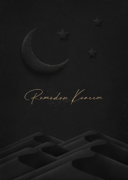 Ramadan kareem islamic greeting card in paper style