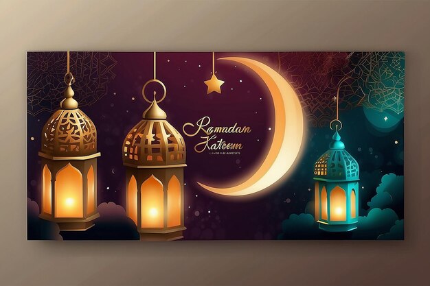 Ramadan Kareem Islamic greeting card template with ramadan for wallpaper design Poster media baner