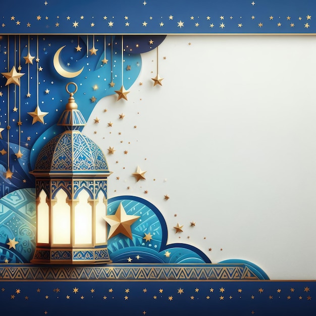 Ramadan kareem islamic religious classic background design with copy space