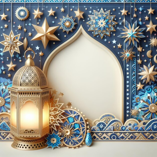 Ramadan kareem islamic religious classic background design with copy space