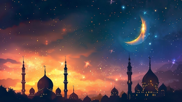 Ramadan kareem islamitisch achtergrondontwerp met maan