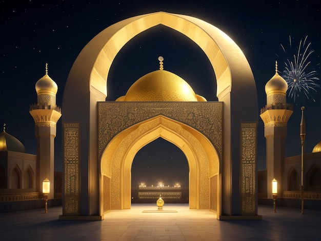 Ramadan Kareem Islamitische decoratie moskee halve maan AI gegenereerd beeld